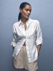 Linen-Blend Drawstring Shorts Neutral | Women