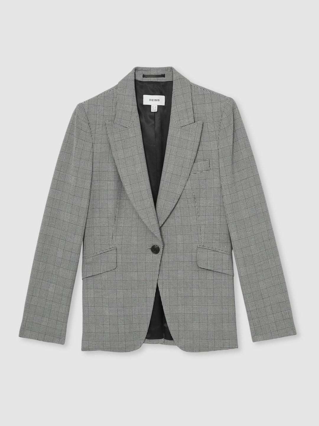 Single-Breasted Check Suit Blazer Grey | Women