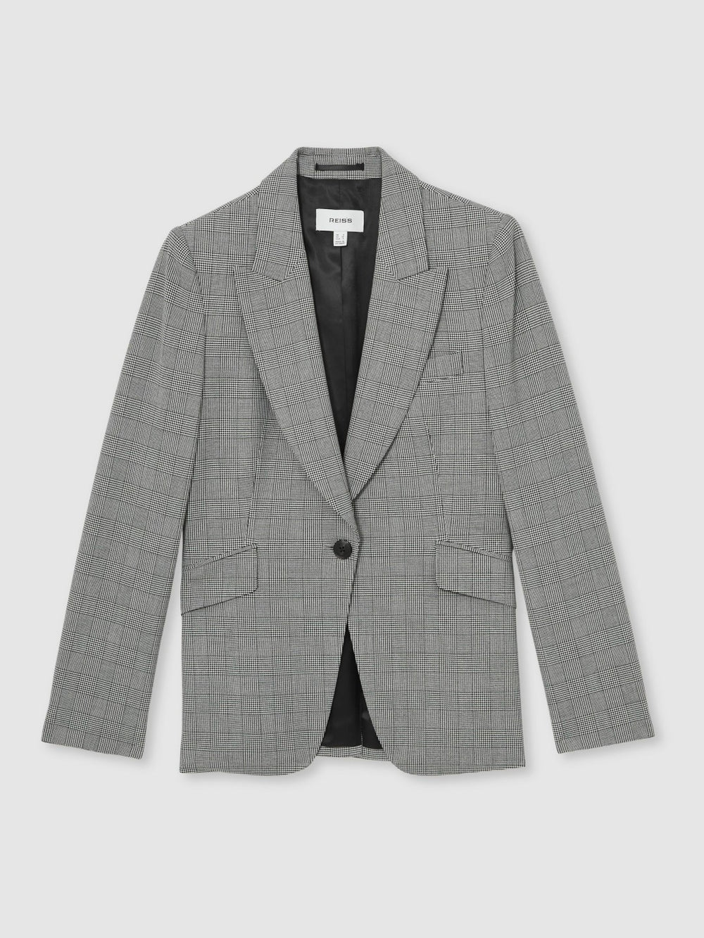 Single-Breasted Check Suit Blazer Grey | Women