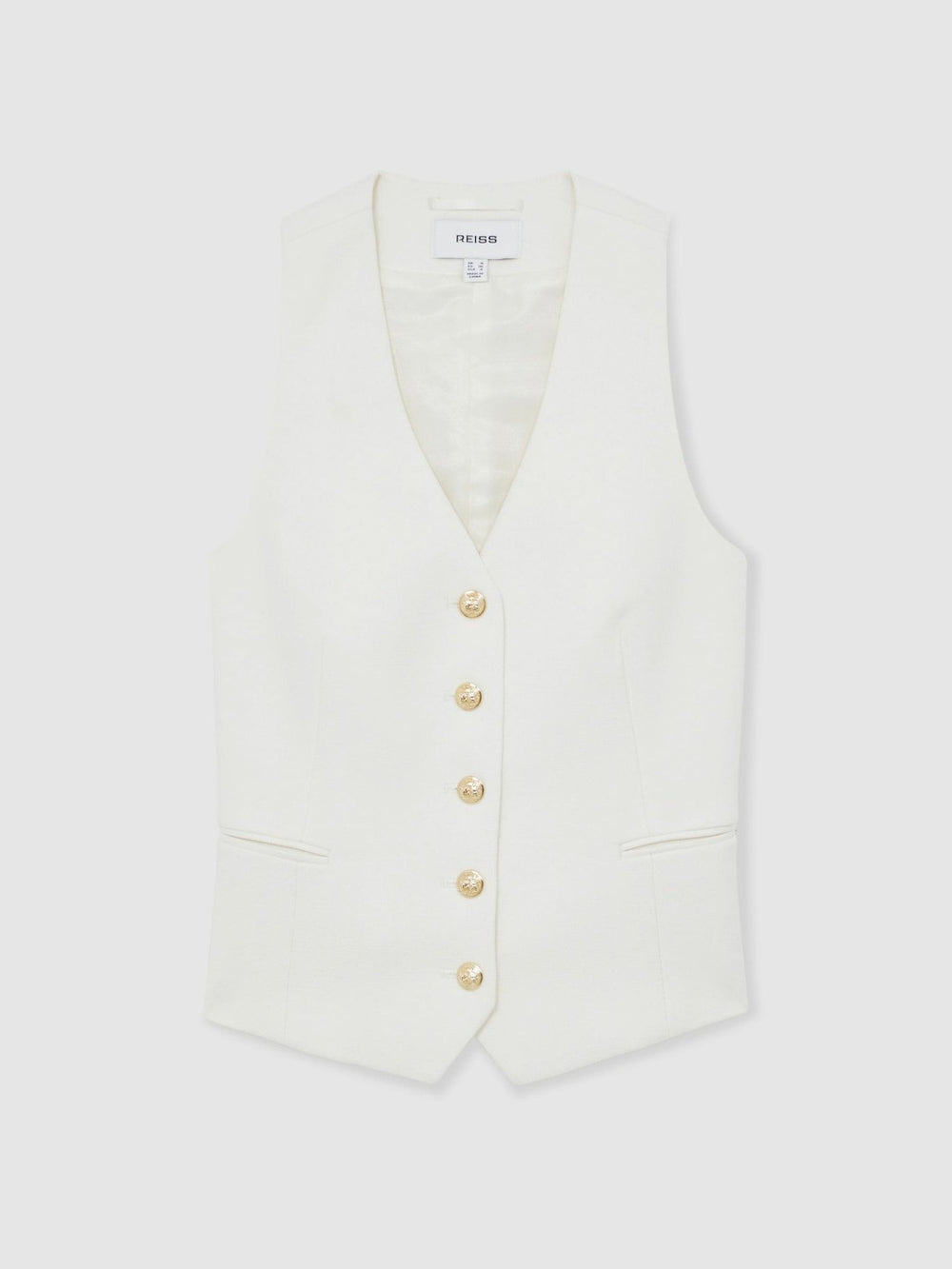 Single-Breasted Twill Waistcoat With Wool White | Women