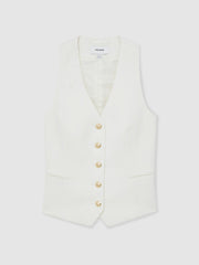 Single-Breasted Twill Waistcoat With Wool White | Women