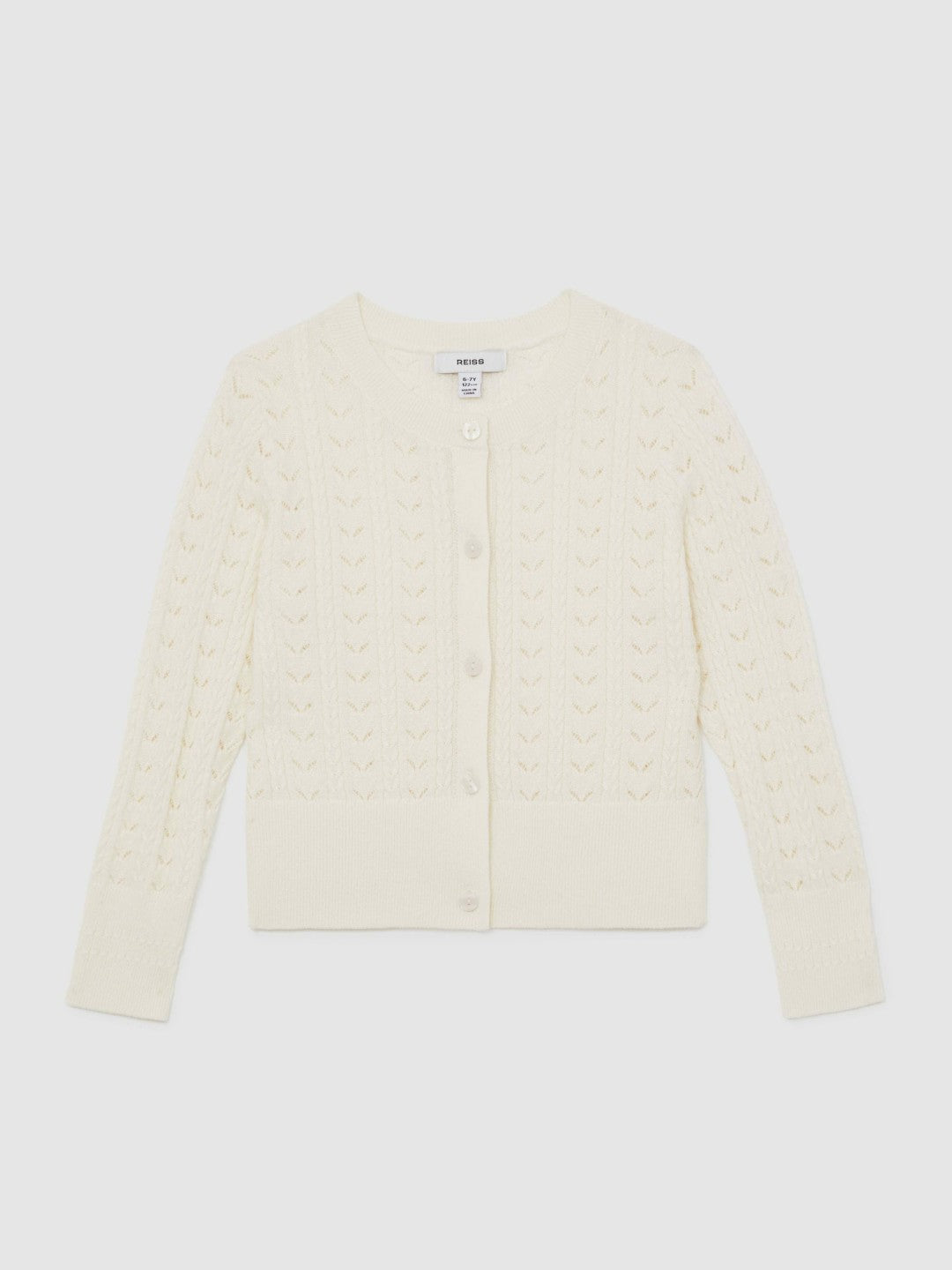 Wool-Cotton Pointelle Cardigan Ivory | Children & Baby
