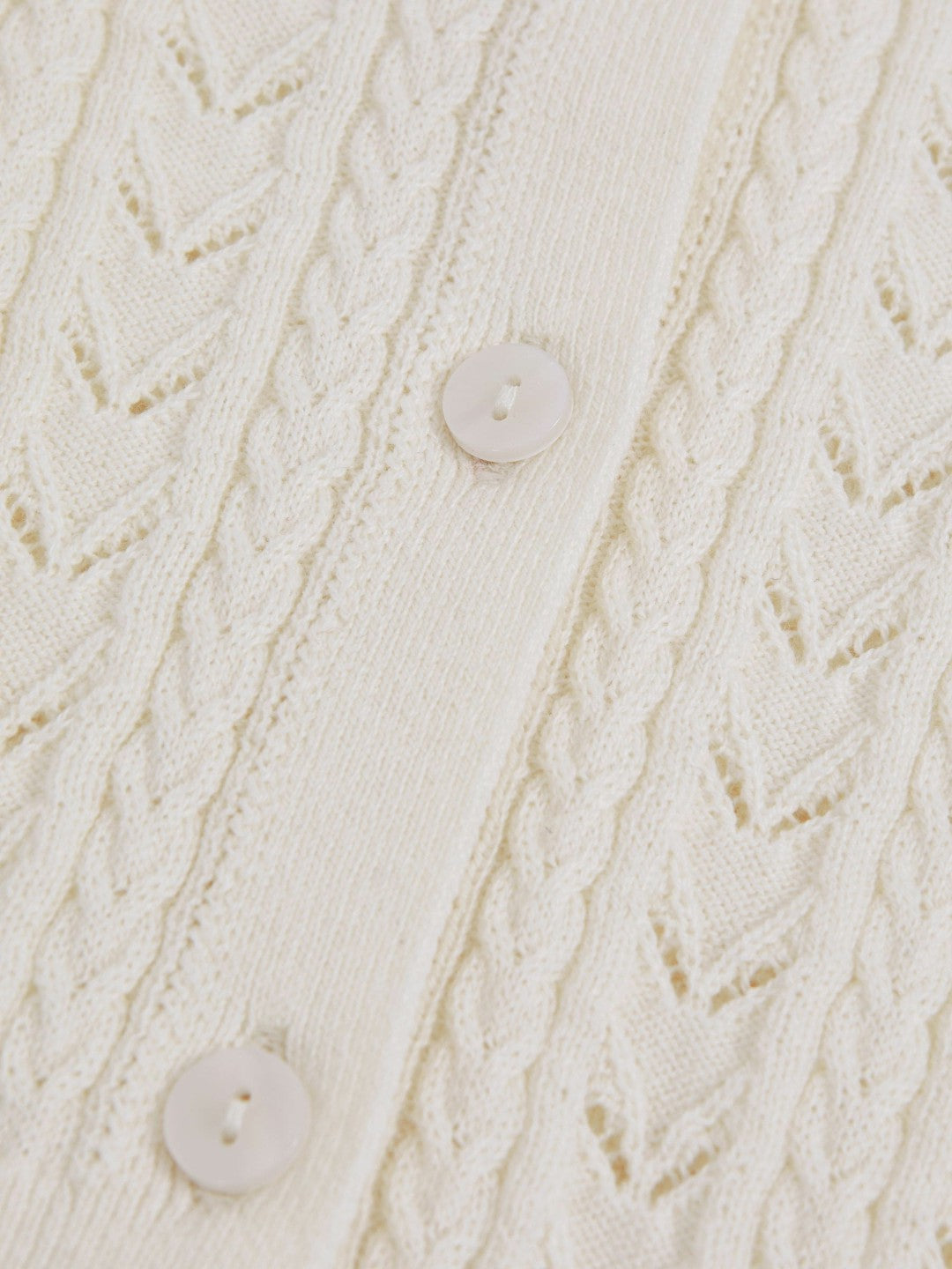 Wool-Cotton Pointelle Cardigan Ivory | Children & Baby