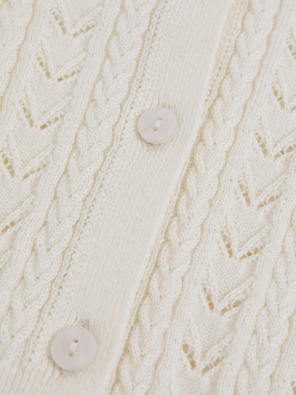Wool-Cotton Pointelle Cardigan Ivory | Children & Baby