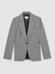 Petite Single-Breasted Check Suit Blazer Grey | Women