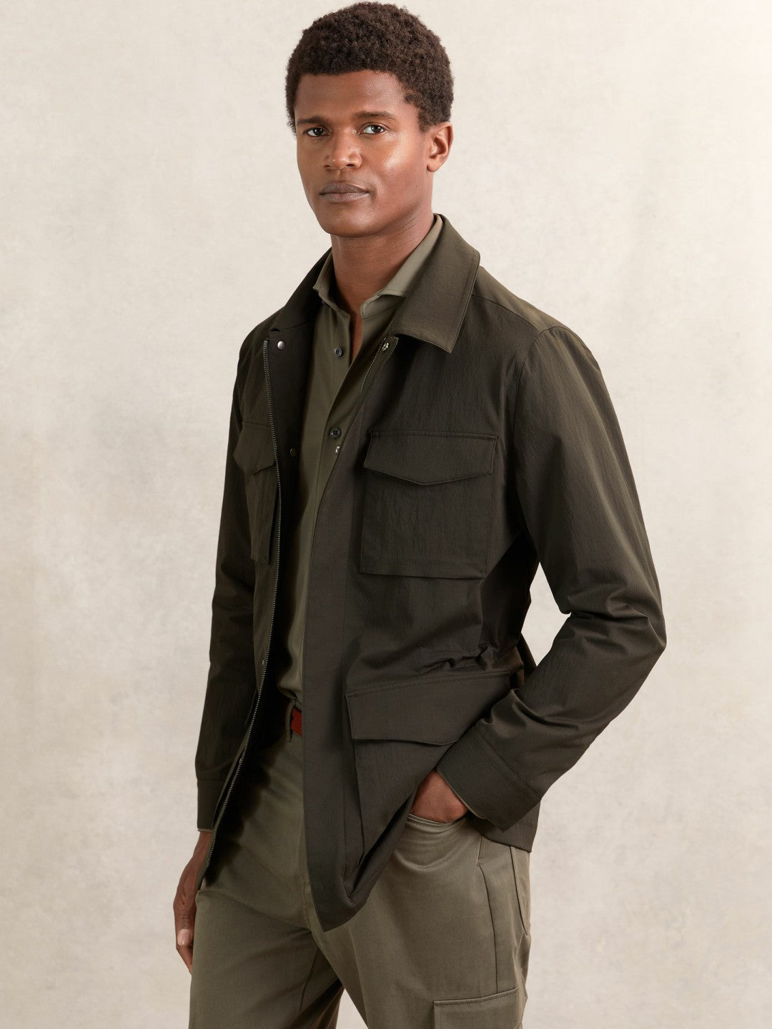 Removable-Gilet Safari Jacket Green | Men