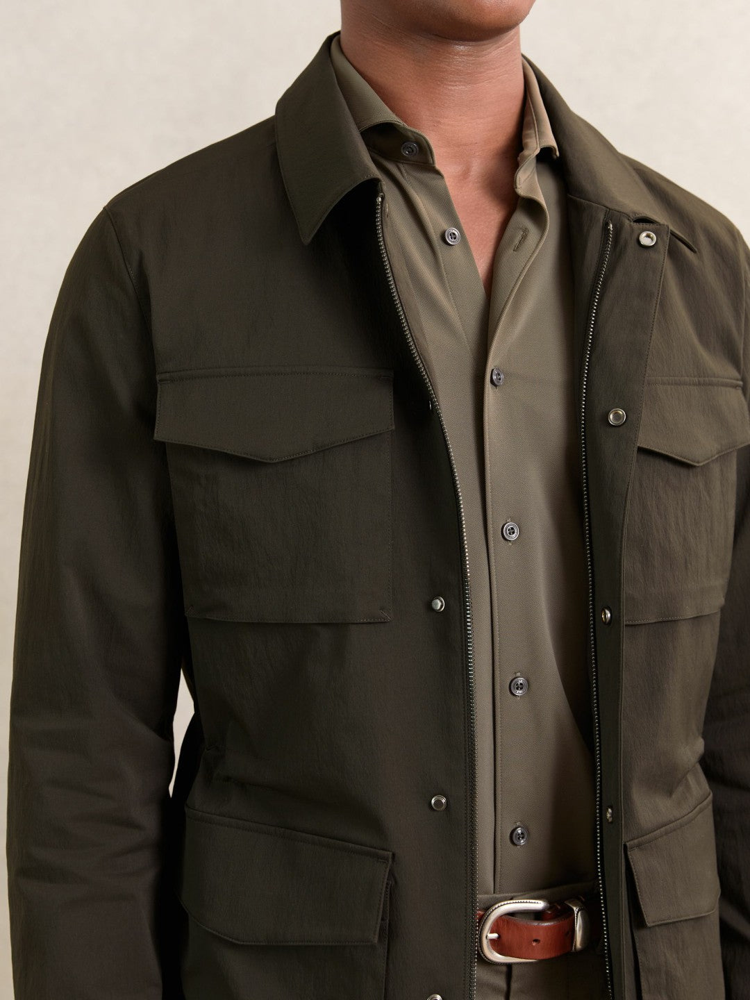 Removable-Gilet Safari Jacket Green | Men