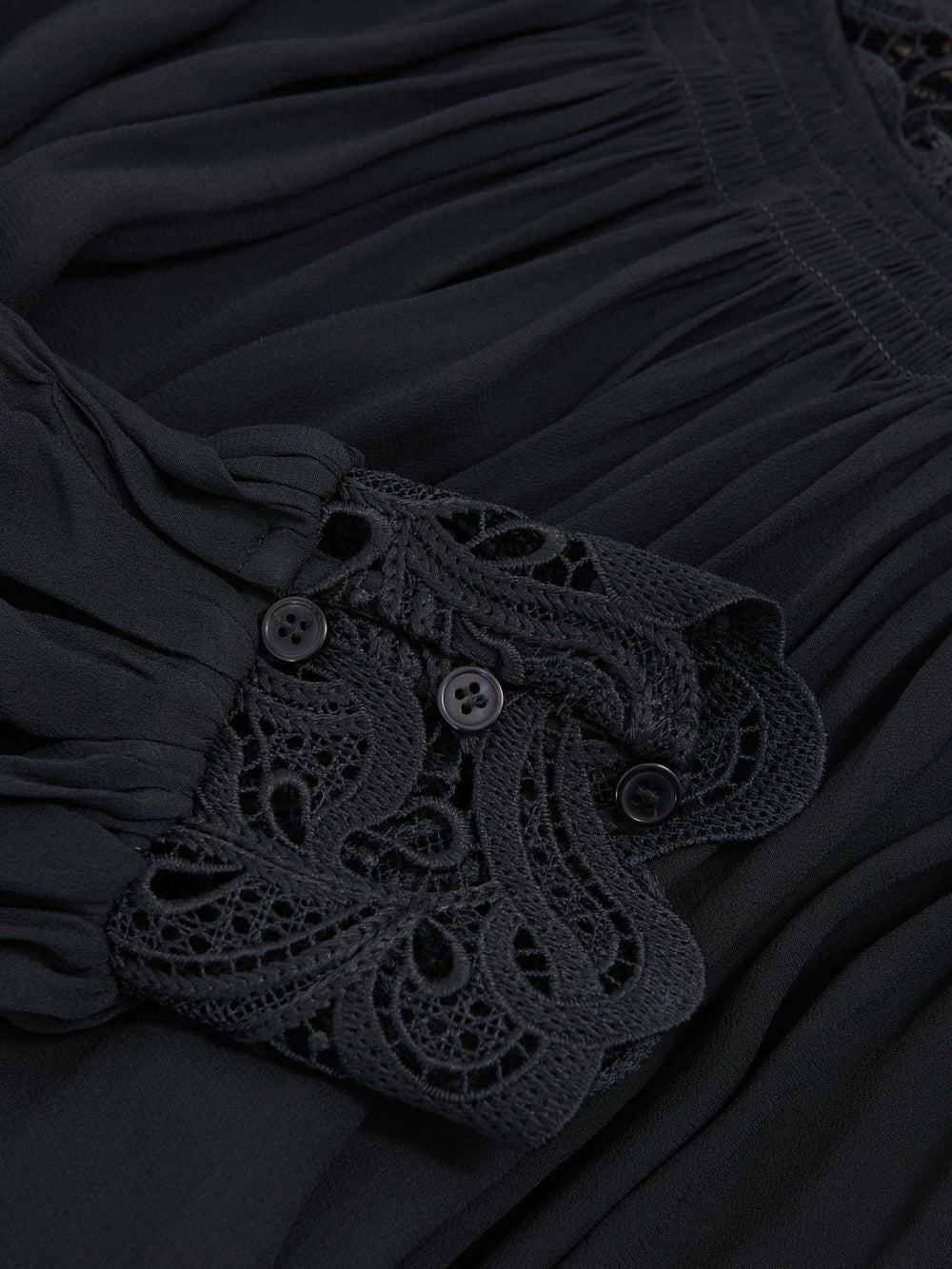 Lace-Trim Draped Chiffon Top Navy | Women
