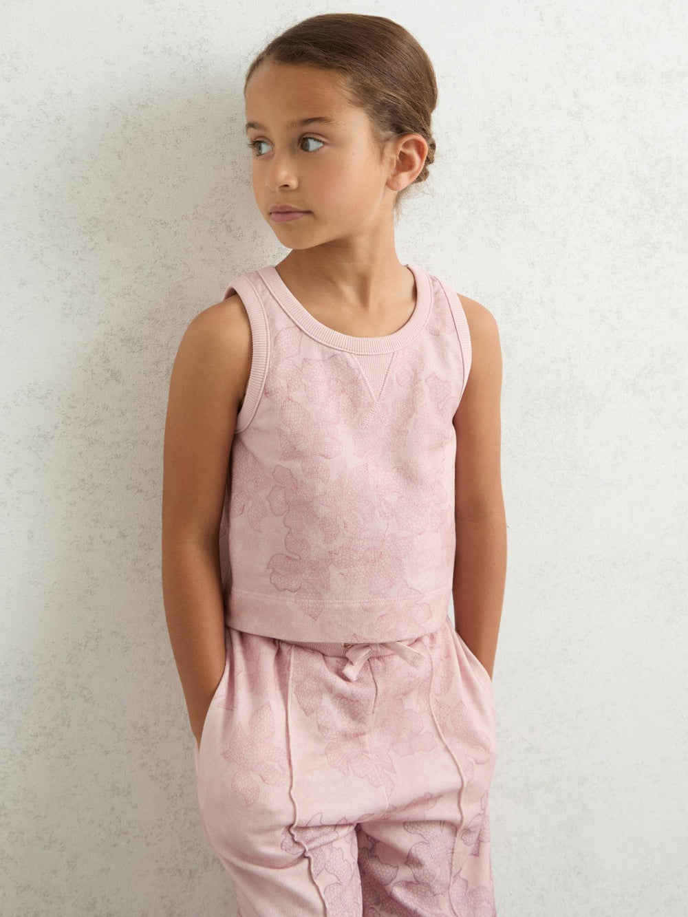 13-14 yrs Cotton Floral Vest and Joggers Set Pink Print | Children & Baby