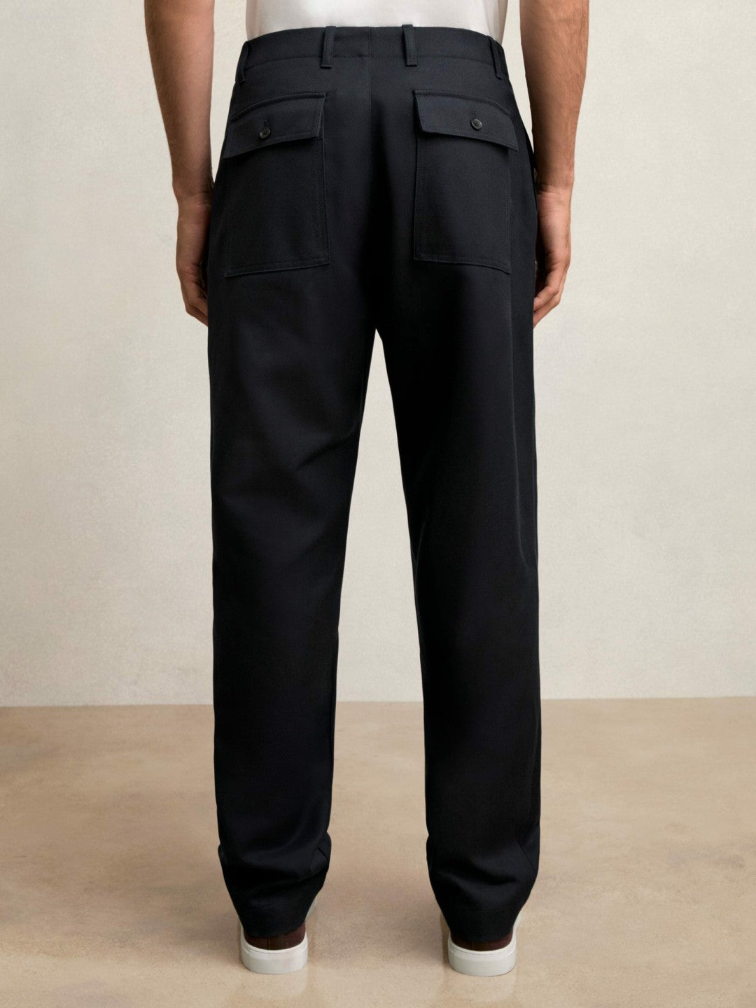 Lyocell Cotton Wide Utility Trousers Navy | Men