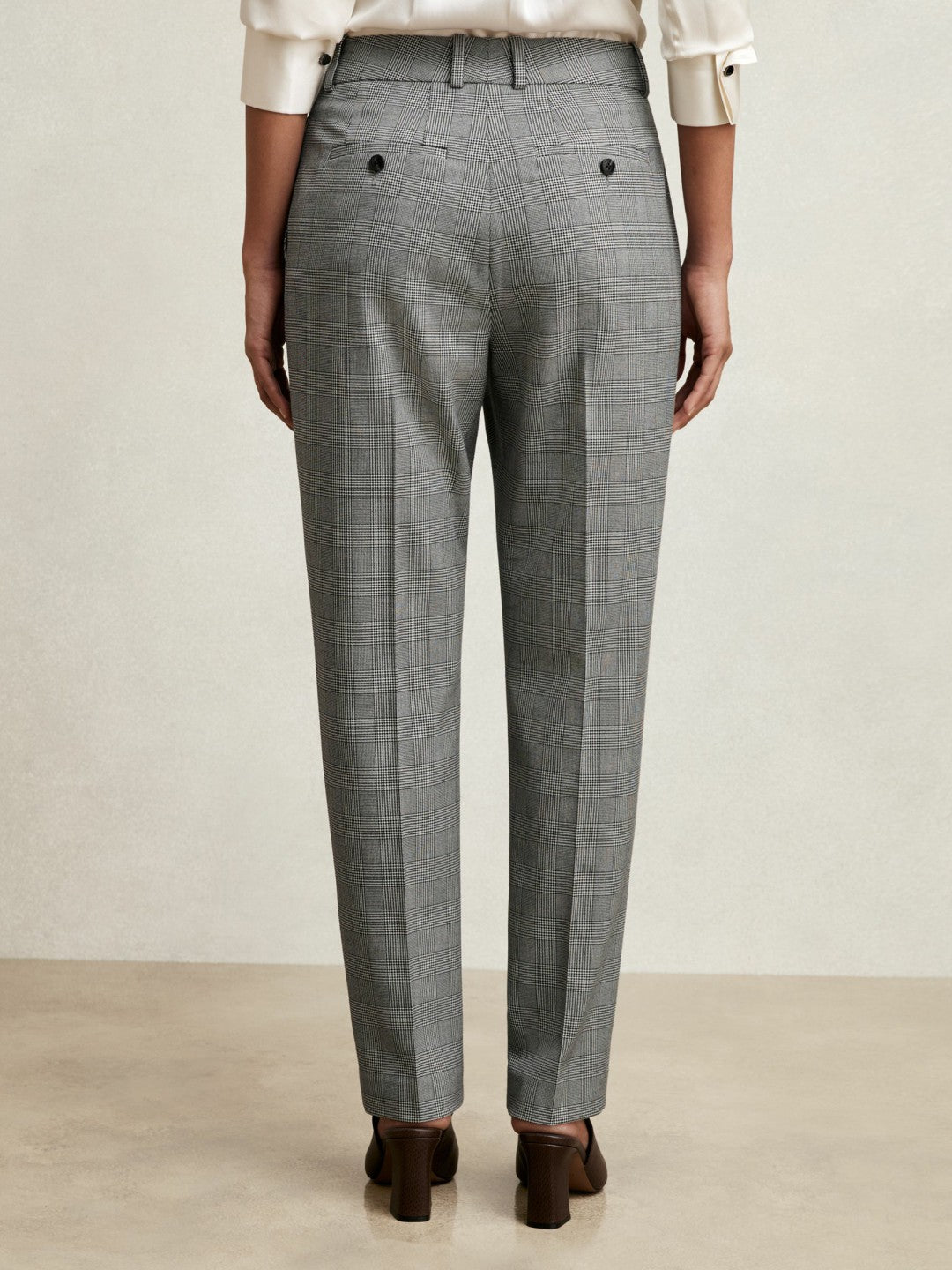 Petite Check Slim-Fit Suit Trousers Grey | Women