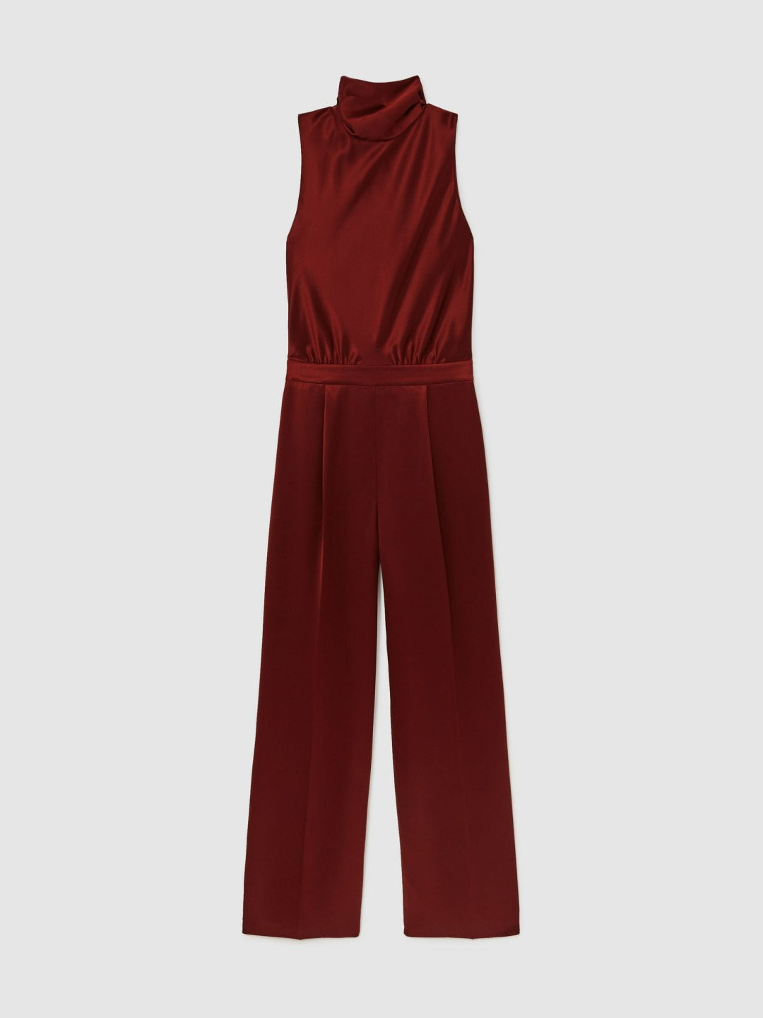 Petite Satin Cape-Sash Jumpsuit Dark Red | Women