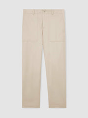 Lyocell Cotton Wide Utility Trousers Ecru | Men