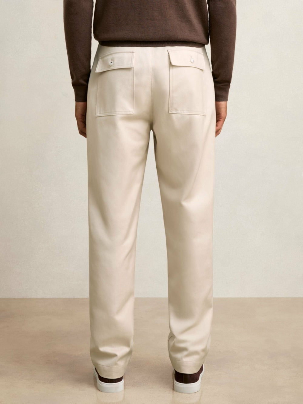Lyocell Cotton Wide Utility Trousers Ecru | Men