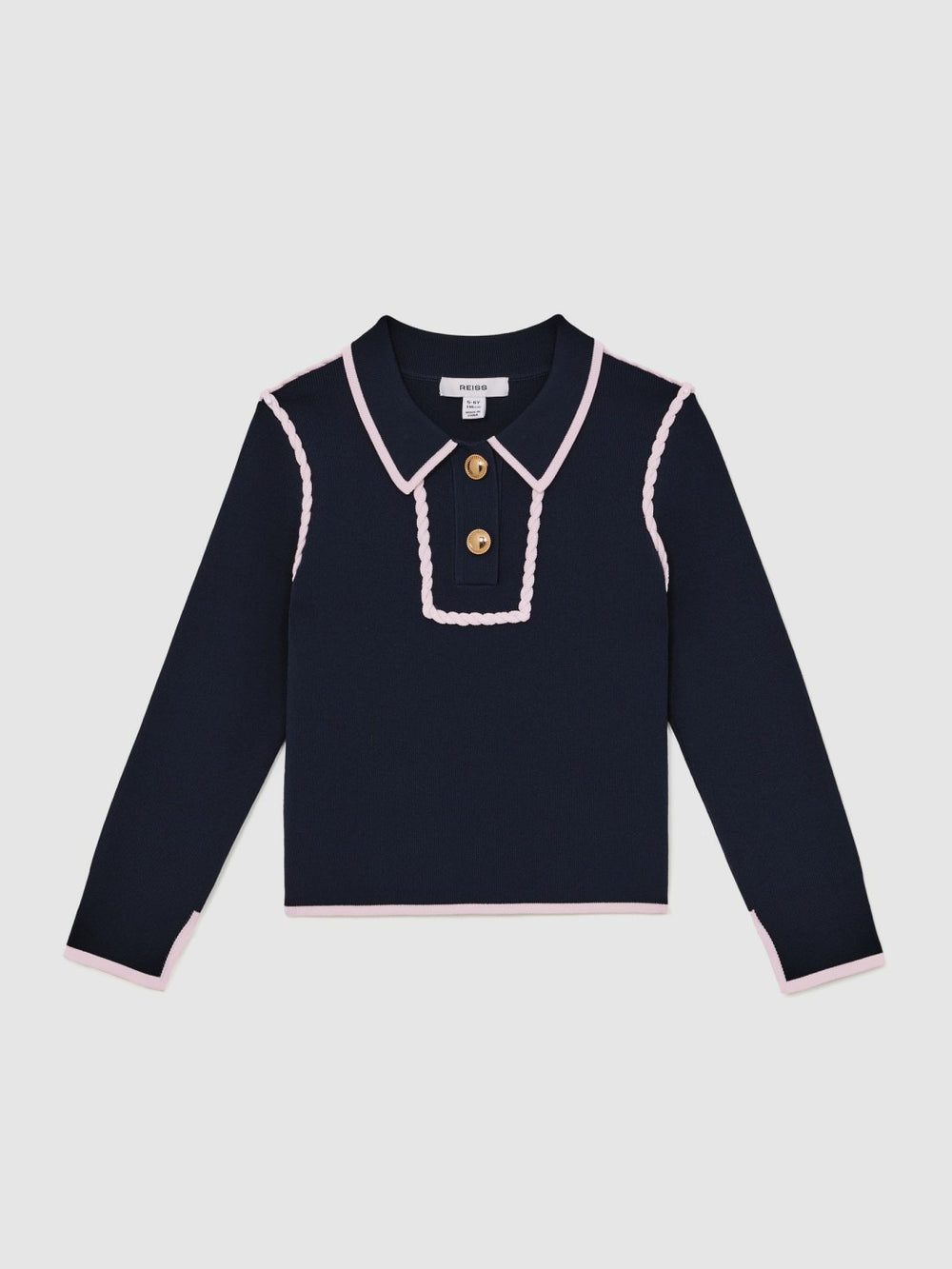 3-9 yrs Piped Knitted Collar Top Navy | Children & Baby
