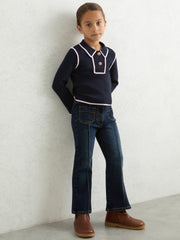 9-13 yrs Piped Knitted Collar Top Navy | Children & Baby