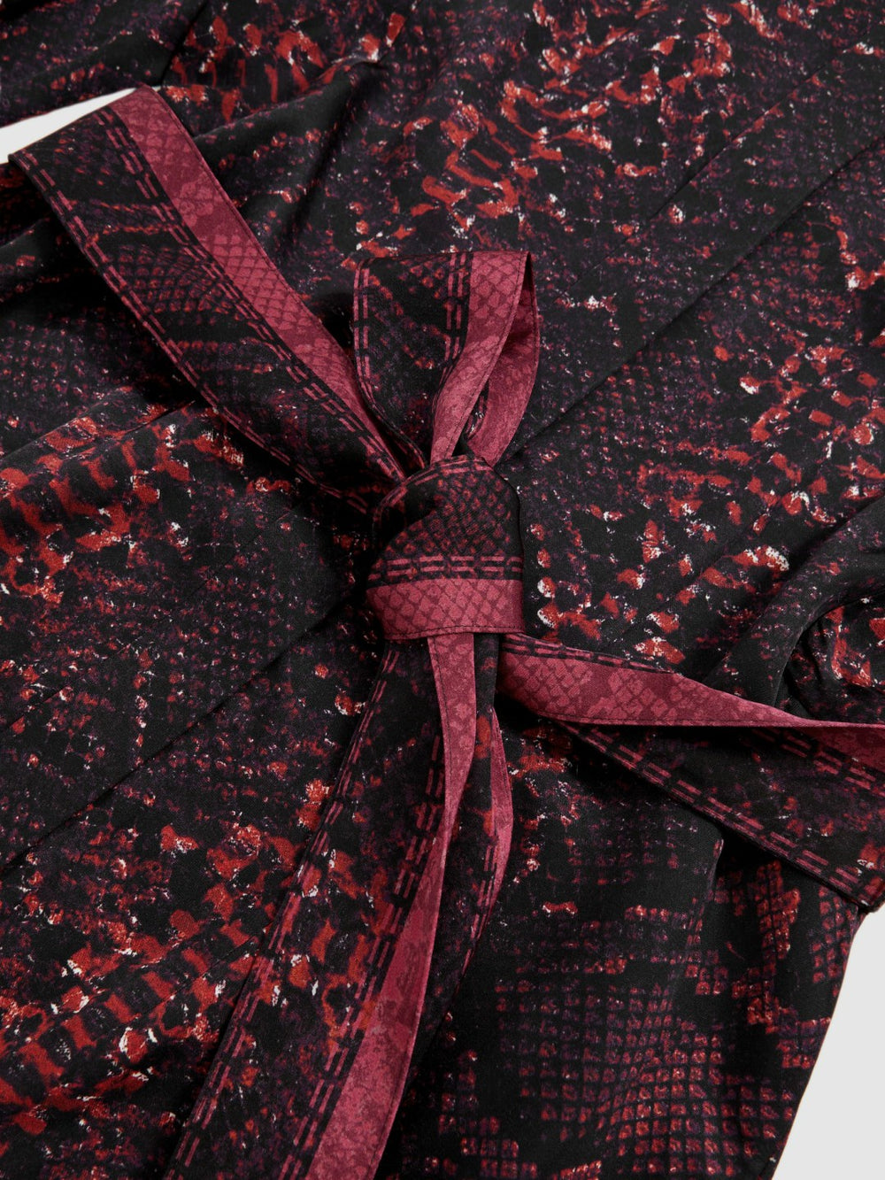 Snake-Print Belted Shirt Dress Burgundy/Black | Women
