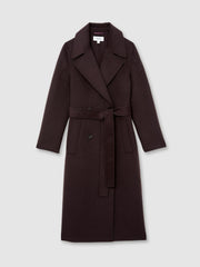 Double-Breasted Blindseam Coat Wool-Blend Aubergine | Women