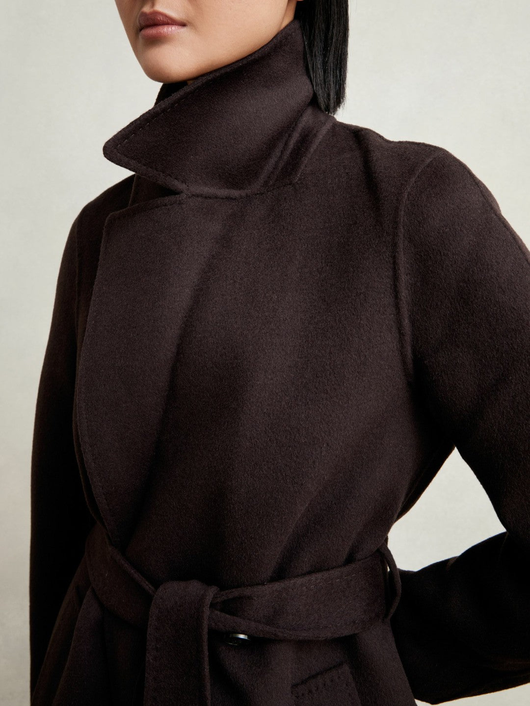 Double-Breasted Blindseam Coat Wool-Blend Aubergine | Women
