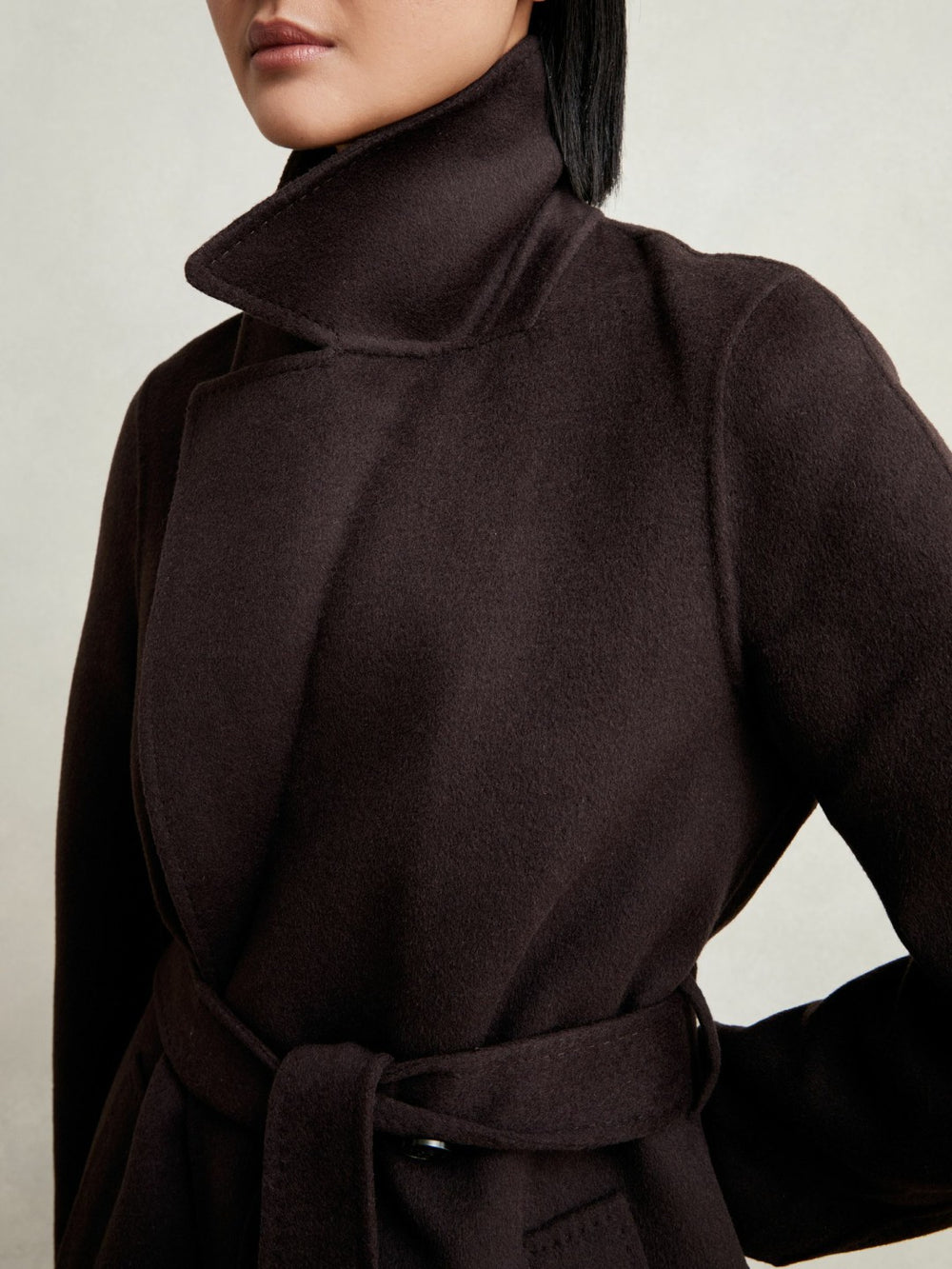 Double-Breasted Blindseam Coat Wool-Blend Aubergine | Women