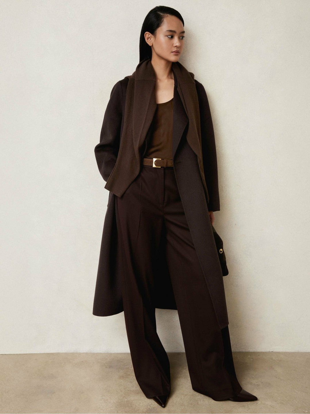 Double-Breasted Blindseam Coat Wool-Blend Aubergine | Women