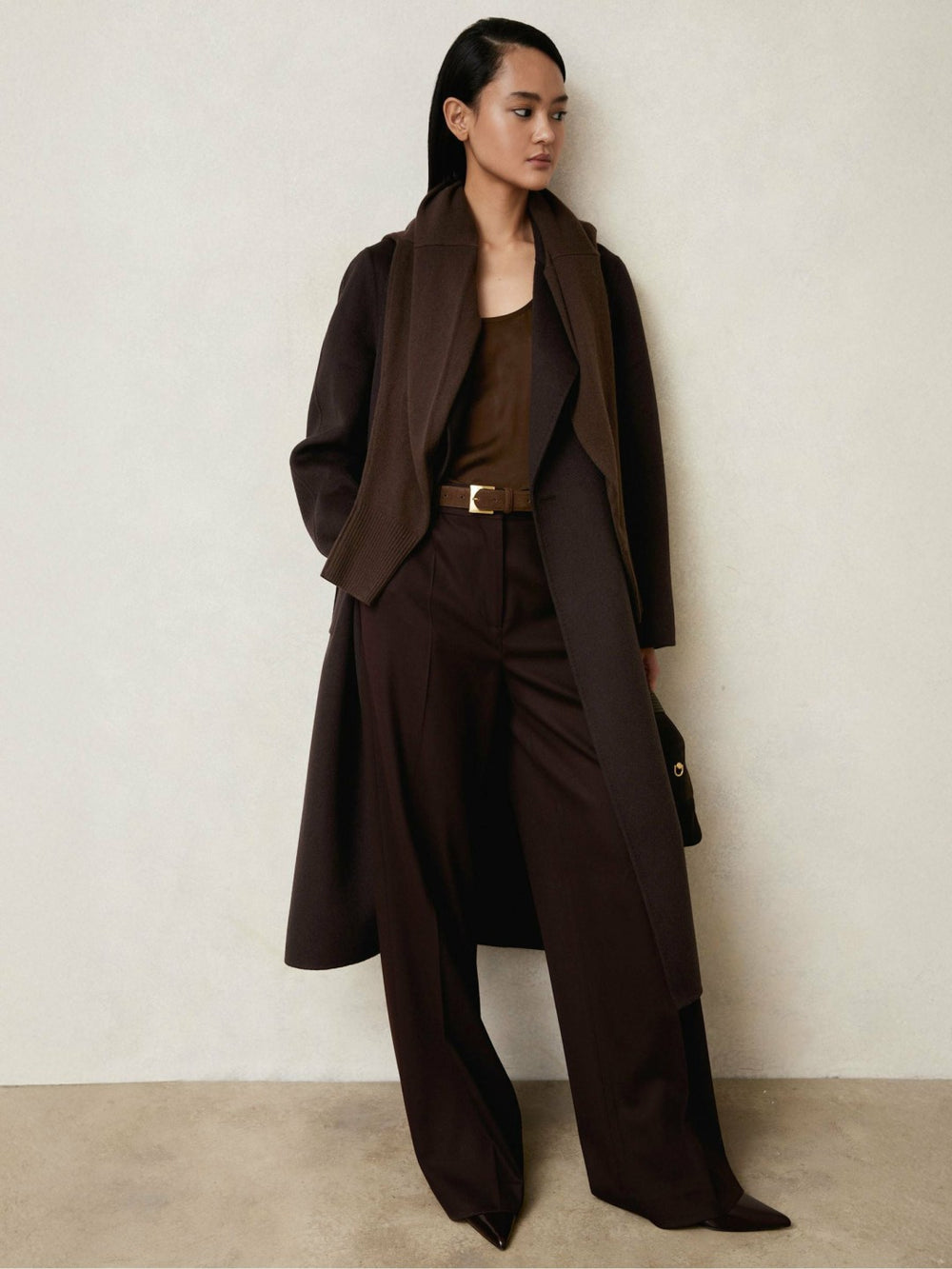 Double-Breasted Blindseam Coat Wool-Blend Aubergine | Women