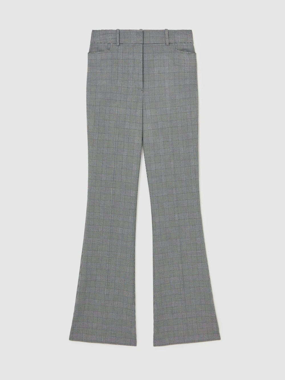 Check Flared Suit Trousers Grey | Women