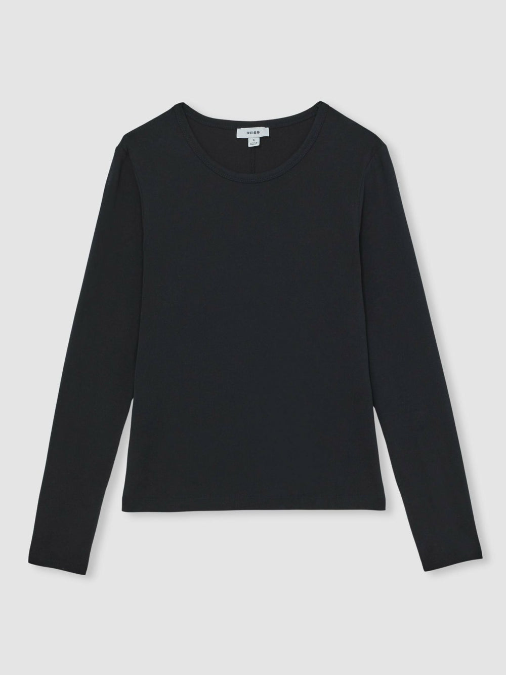 Cotton Crew-Neck Long-Sleeve T-Shirt With Stretch Black | Women