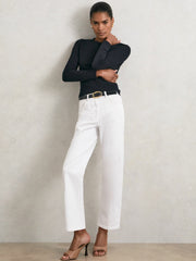 Cotton Crew-Neck Long-Sleeve T-Shirt With Stretch Black | Women