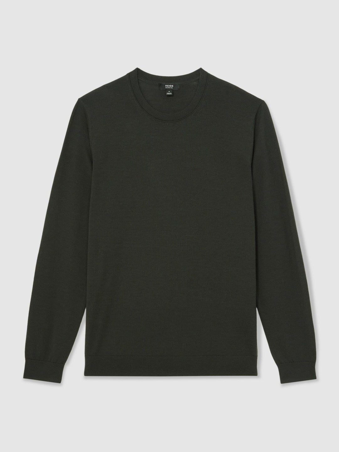 Merino Wool Crew Neck Jumper Dark Military Green | Men