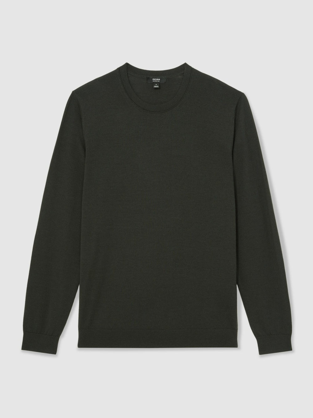 Merino Wool Crew Neck Jumper Dark Military Green | Men