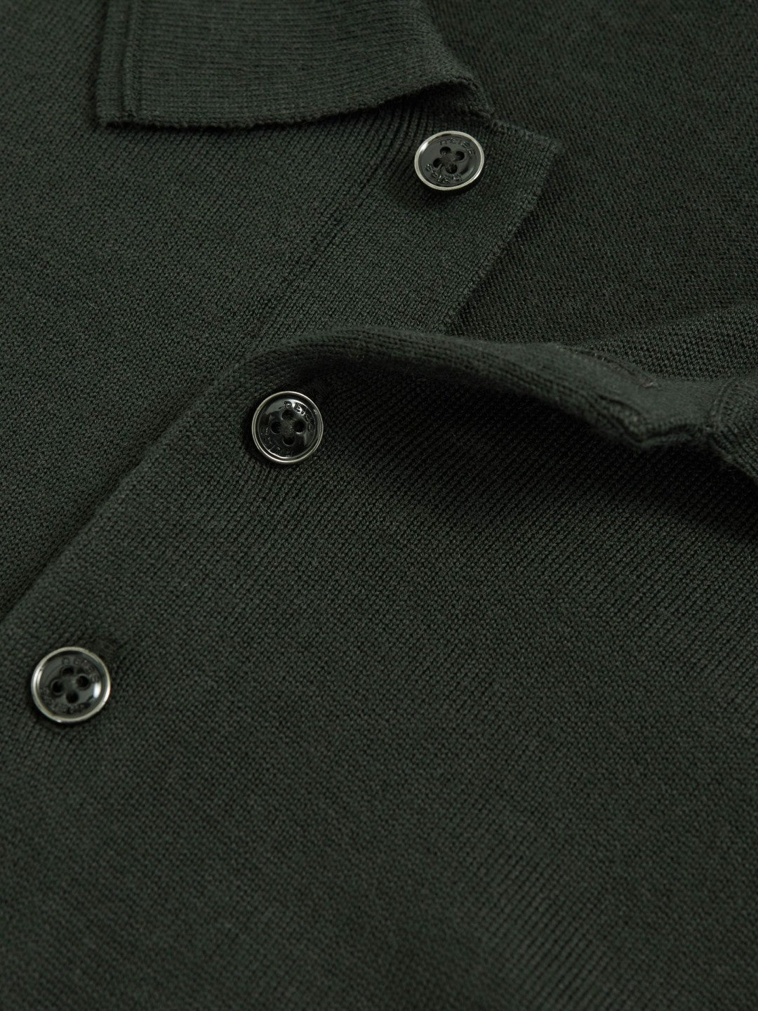 Merino Wool Long-Sleeve Polo Shirt Dark Military Green | Men