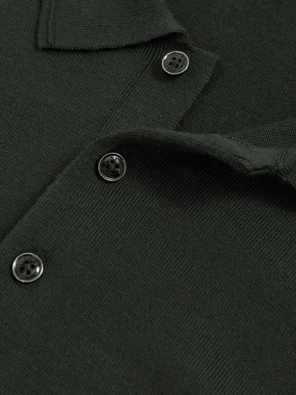 Merino Wool Long-Sleeve Polo Shirt Dark Military Green | Men