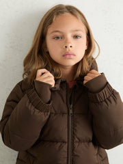 3-9 yrs Short Hooded Puffer Coat Chocolate | Children & Baby