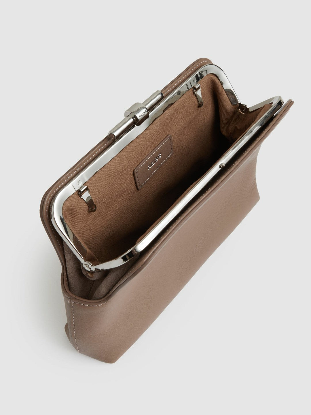 Leather Frame Clutch Bag Neutral | Women