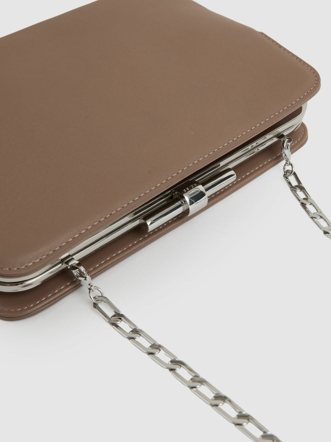 Leather Frame Clutch Bag Neutral | Women