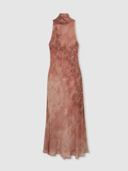 Petite Chiffon Floral Cape Maxi Dress Pale Pink | Women