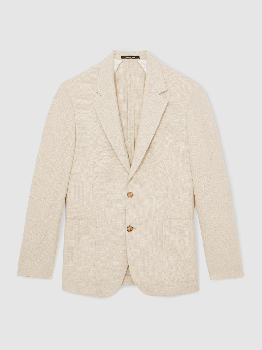 Slim Fit Single Breasted Textured Blazer with Cotton Stone | Men