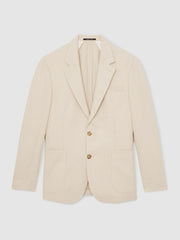 Slim Fit Single Breasted Textured Blazer with Cotton Stone | Men