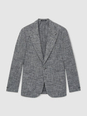 Single-Breasted Textured Mélange Blazer Slim-Fit Navy Melange | Men