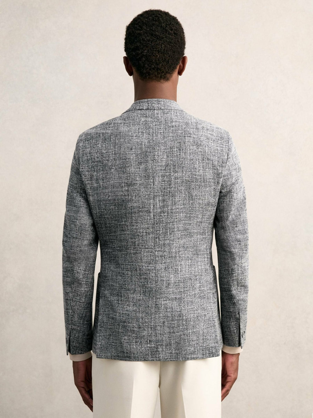 Single-Breasted Textured Mélange Blazer Slim-Fit Navy Melange | Men
