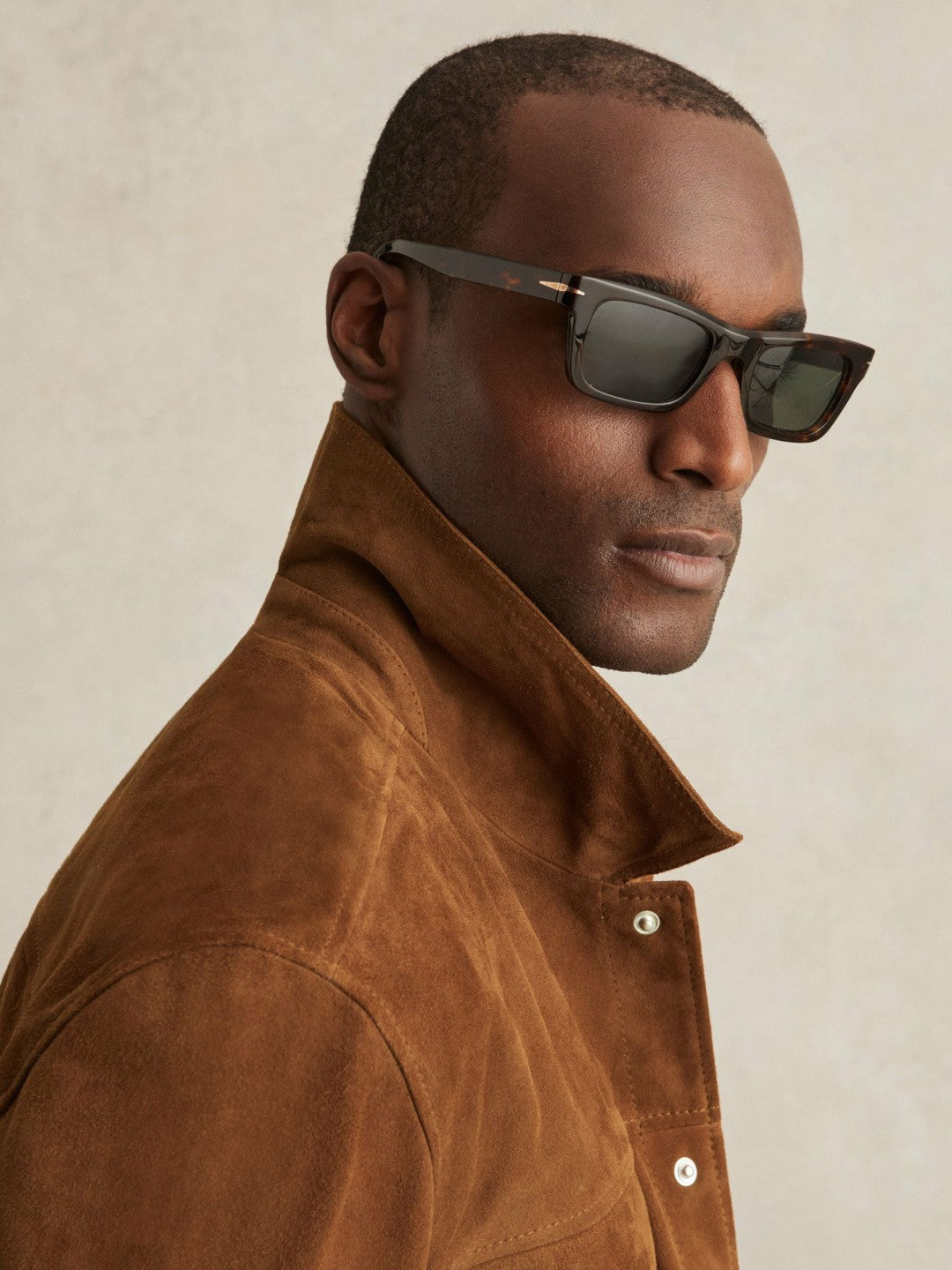 Suede Press Stud Trucker Jacket Tobacco Brown | Men
