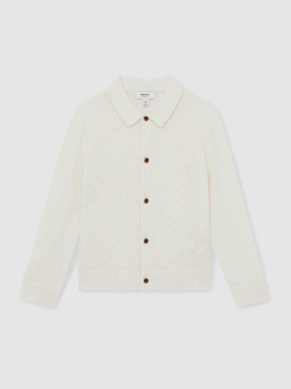 3-9 yrs Wool V-Stitch Button-Through Cardigan Off White | Children & Baby