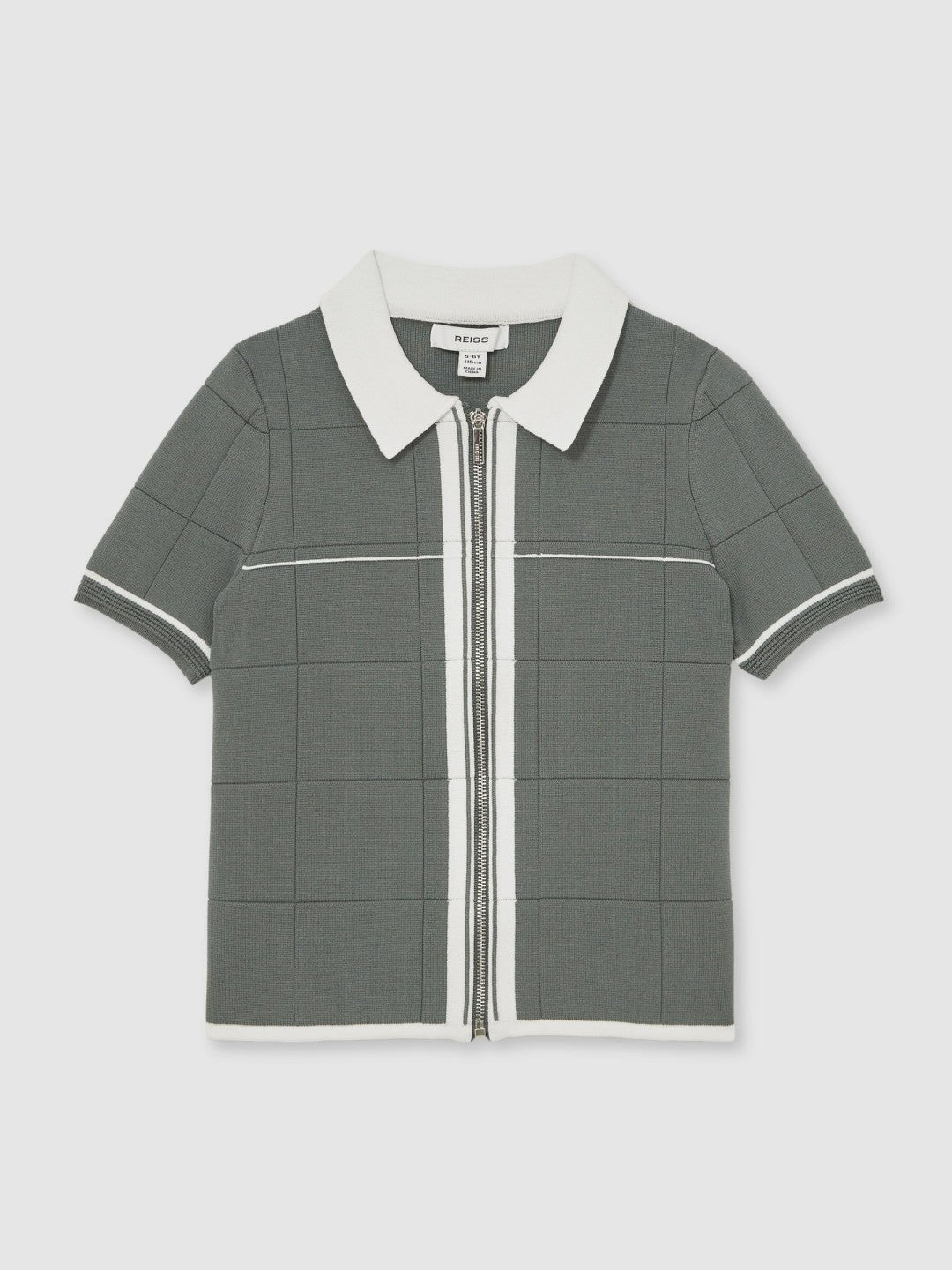 3-9 yrs Tipped Knit Zip-Through Shirt Dark Sage Green | Children & Baby