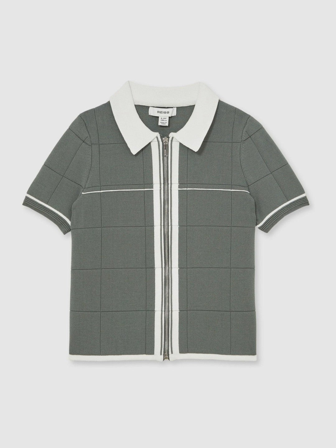 9-13 yrs Tipped Knit Zip-Through Shirt Dark Sage Green | Children & Baby