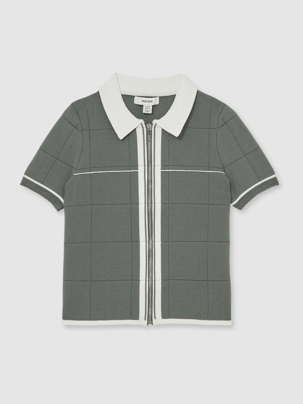 9-13 yrs Tipped Knit Zip-Through Shirt Dark Sage Green | Children & Baby