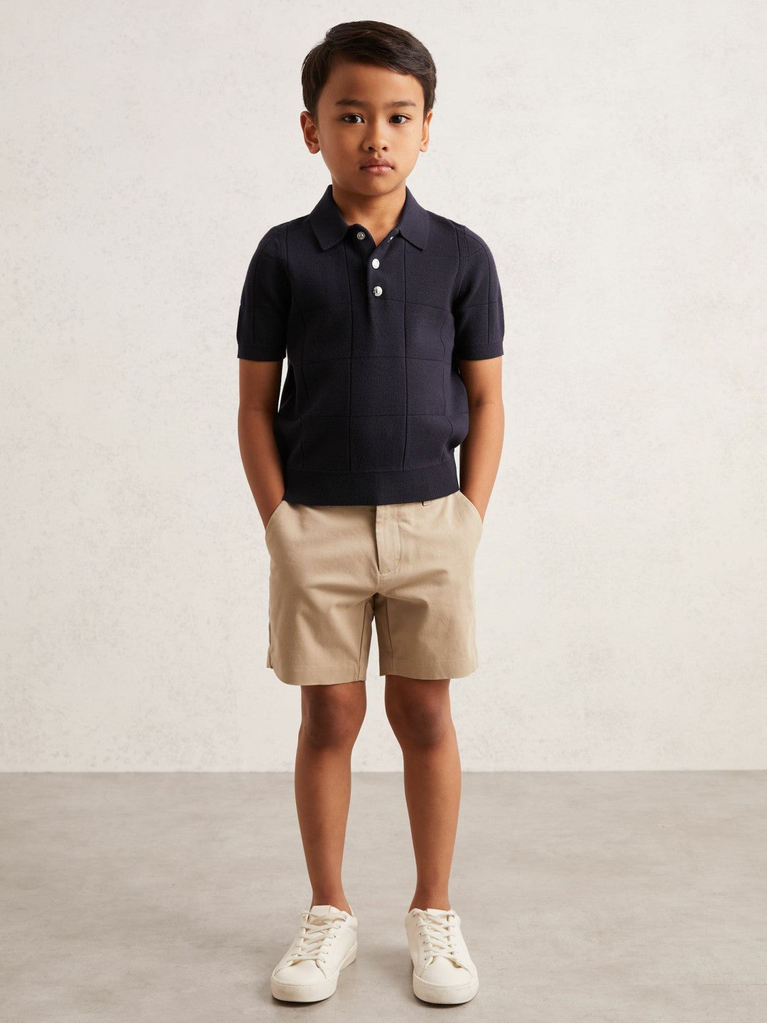3-9 yrs Stitch-Detail Press-Stud Polo Shirt Navy Blue | Children & Baby