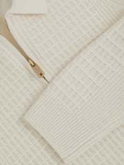 3-9 yrs Wool Waffle-Knit Half-Zip Polo Shirt Off White | Children & Baby