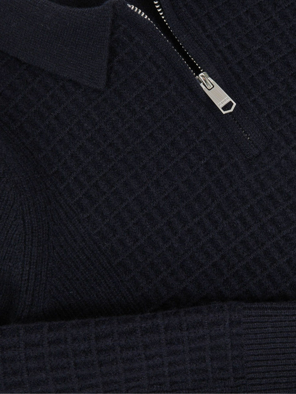 3-9 yrs Wool Waffle-Knit Half-Zip Polo Shirt Navy Blue | Children & Baby