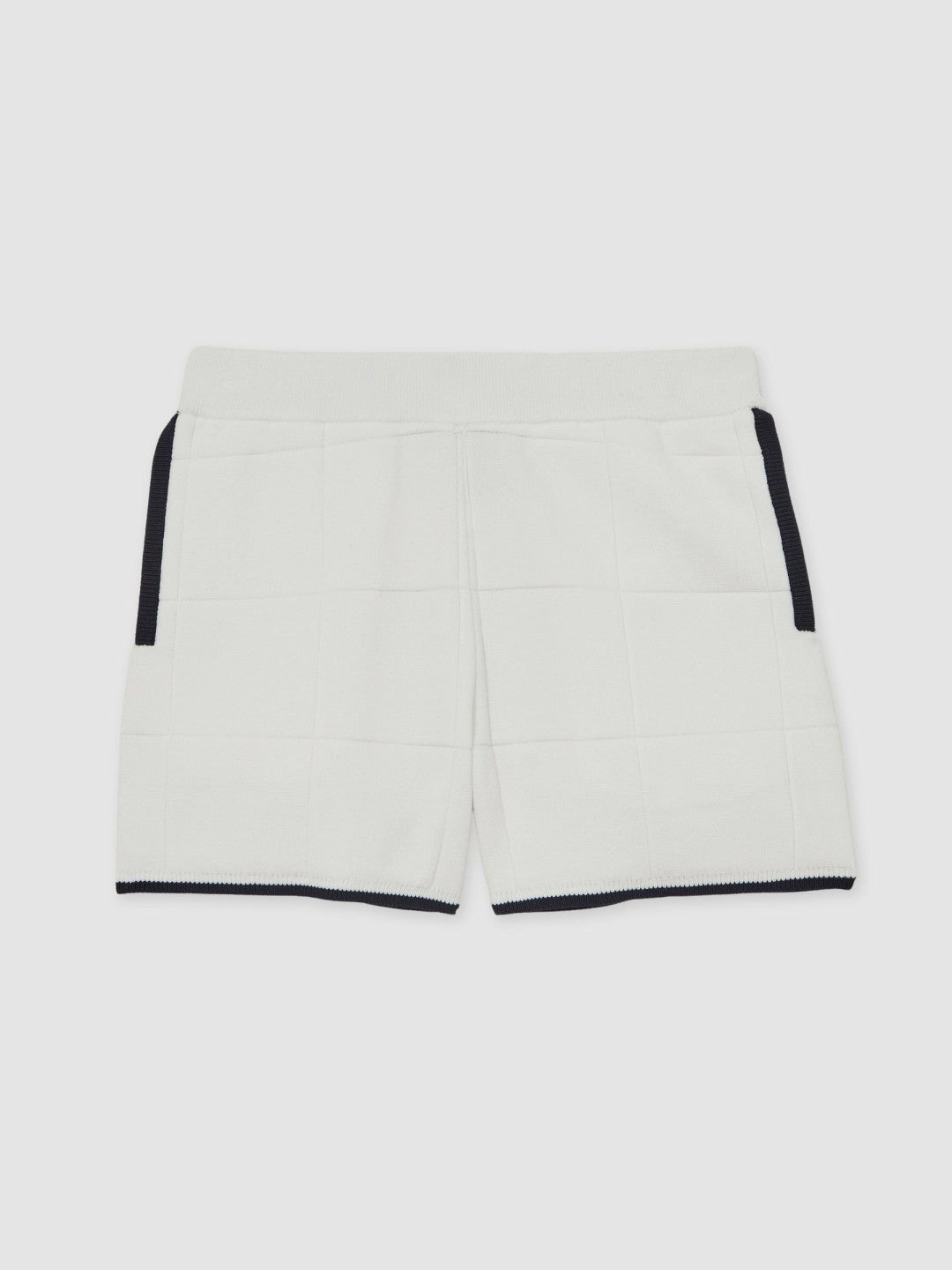 9-12 yrs Tipped Knit Stitch-Detail Shorts White/Navy | Children & Baby